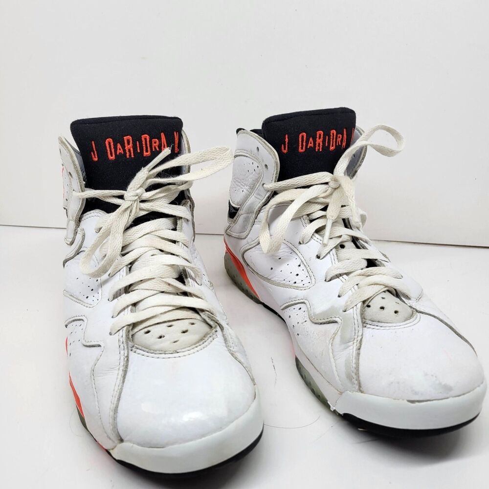 Air Jordan CU9307-160 Retro 7 White Red Black Sneakers Size US 8 EUR 41